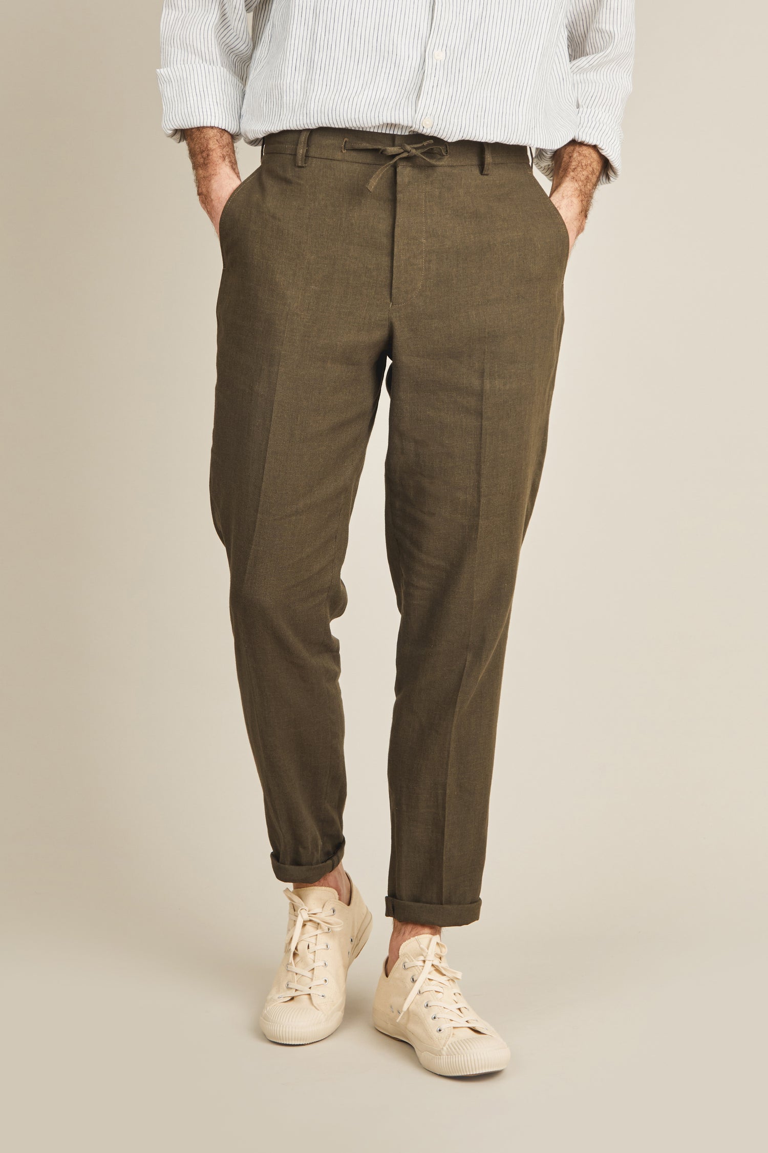 Pantalon lin kaki