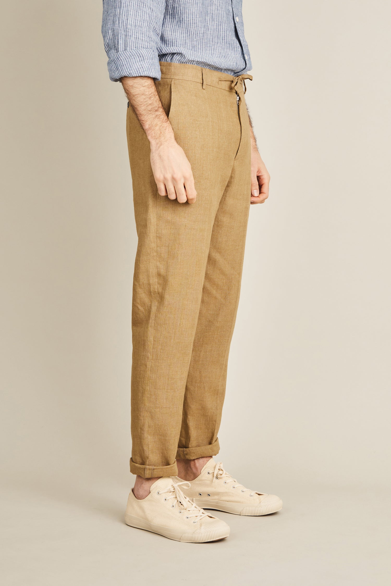Pantalon lin beige foncé